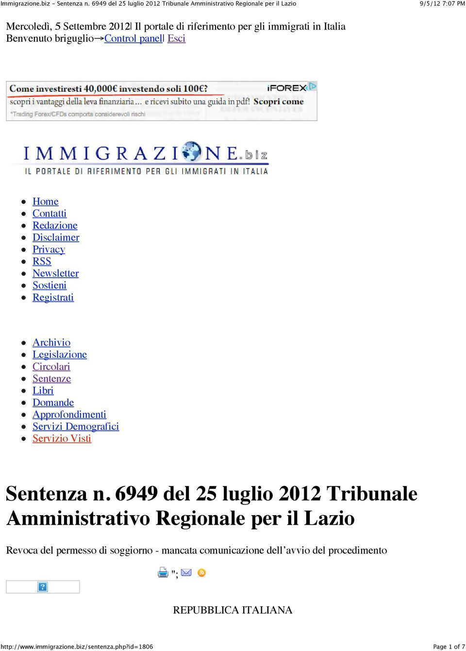 Libri Domande Servizi Demografici Servizio Visti Sentenza n.