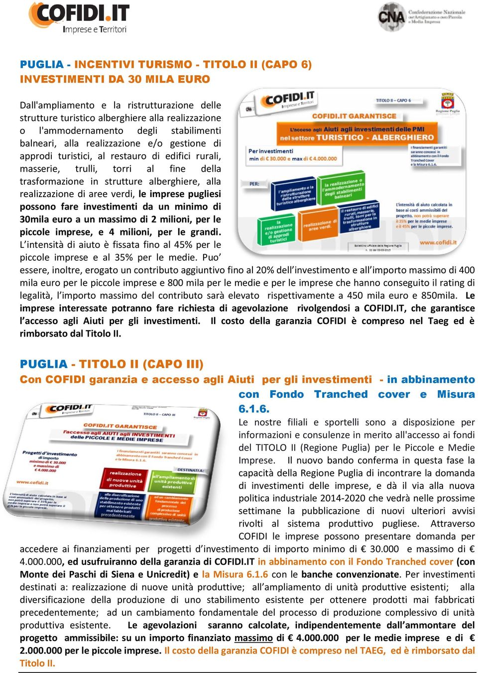 realizzazione di aree verdi, le imprese pugliesi possono fare investimenti da un minimo di 30mila euro a un massimo di 2 milioni, per le piccole imprese, e 4 milioni, per le grandi.