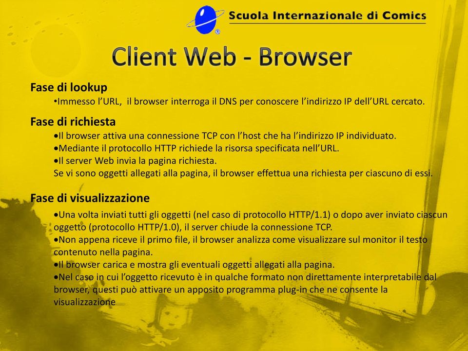 Il server Web invia la pagina richiesta. Se vi sono oggetti allegati alla pagina, il browser effettua una richiesta per ciascuno di essi.