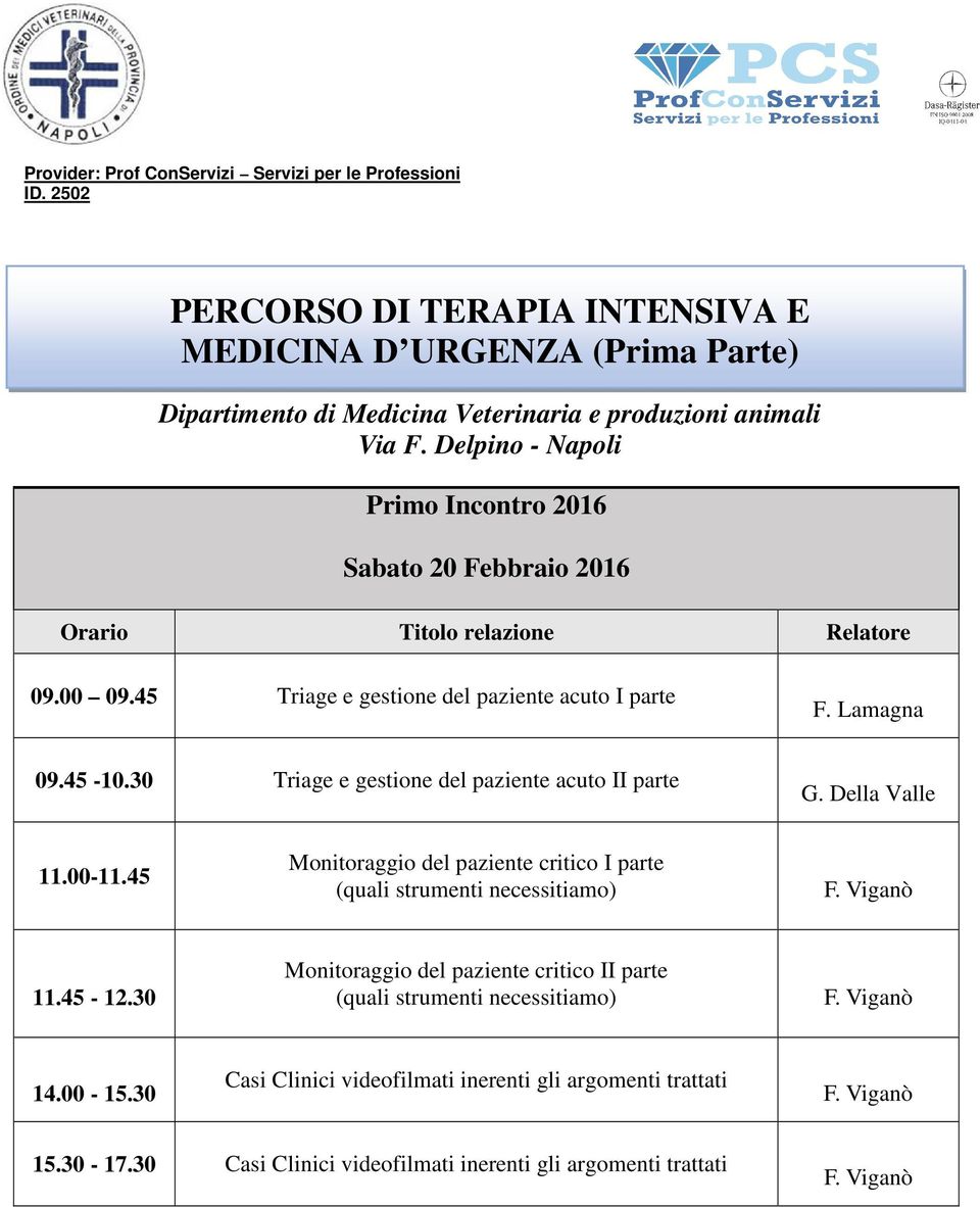 Delpino - Napoli Primo Incontro 2016 Sabato 20 Febbraio 2016 09.00 09.45 Triage e gestione del paziente acuto I parte F. Lamagna 09.45-10.