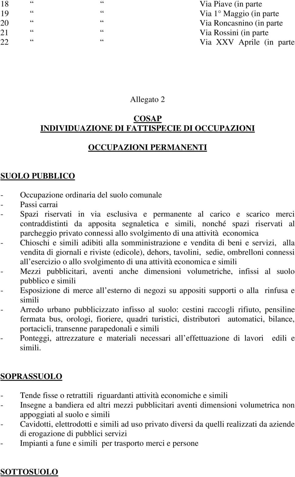 segnaletica e simili, nonché spazi riservati al parcheggio privato connessi allo svolgimento di una attività economica - Chioschi e simili adibiti alla somministrazione e vendita di beni e servizi,