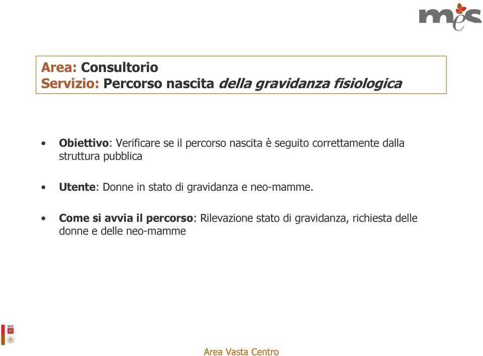 struttura pubblica Utente: Donne in stato di gravidanza e neo-mamme.