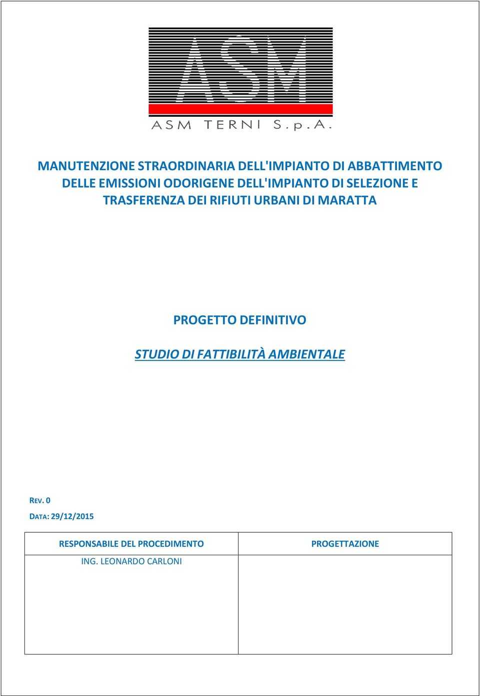 MARATTA PROGETTO DEFINITIVO STUDIO DI FATTIBILITÀ AMBIENTALE REV.