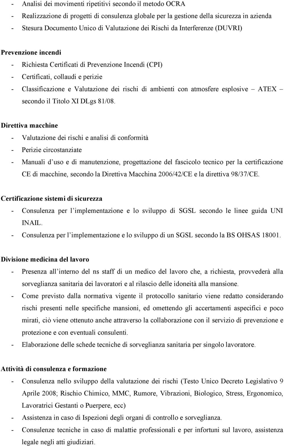 atmosfere esplosive ATEX secondo il Titolo XI DLgs 81/08.