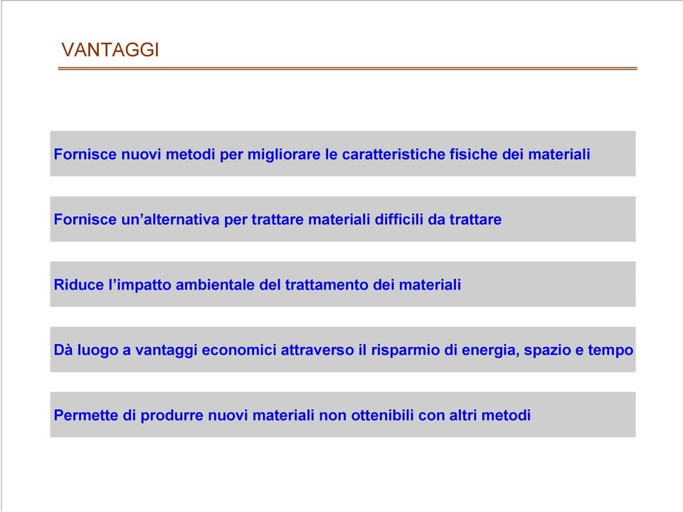 ambientale del trattamento dei materiali Dà luogo a vantaggi economici attraverso il