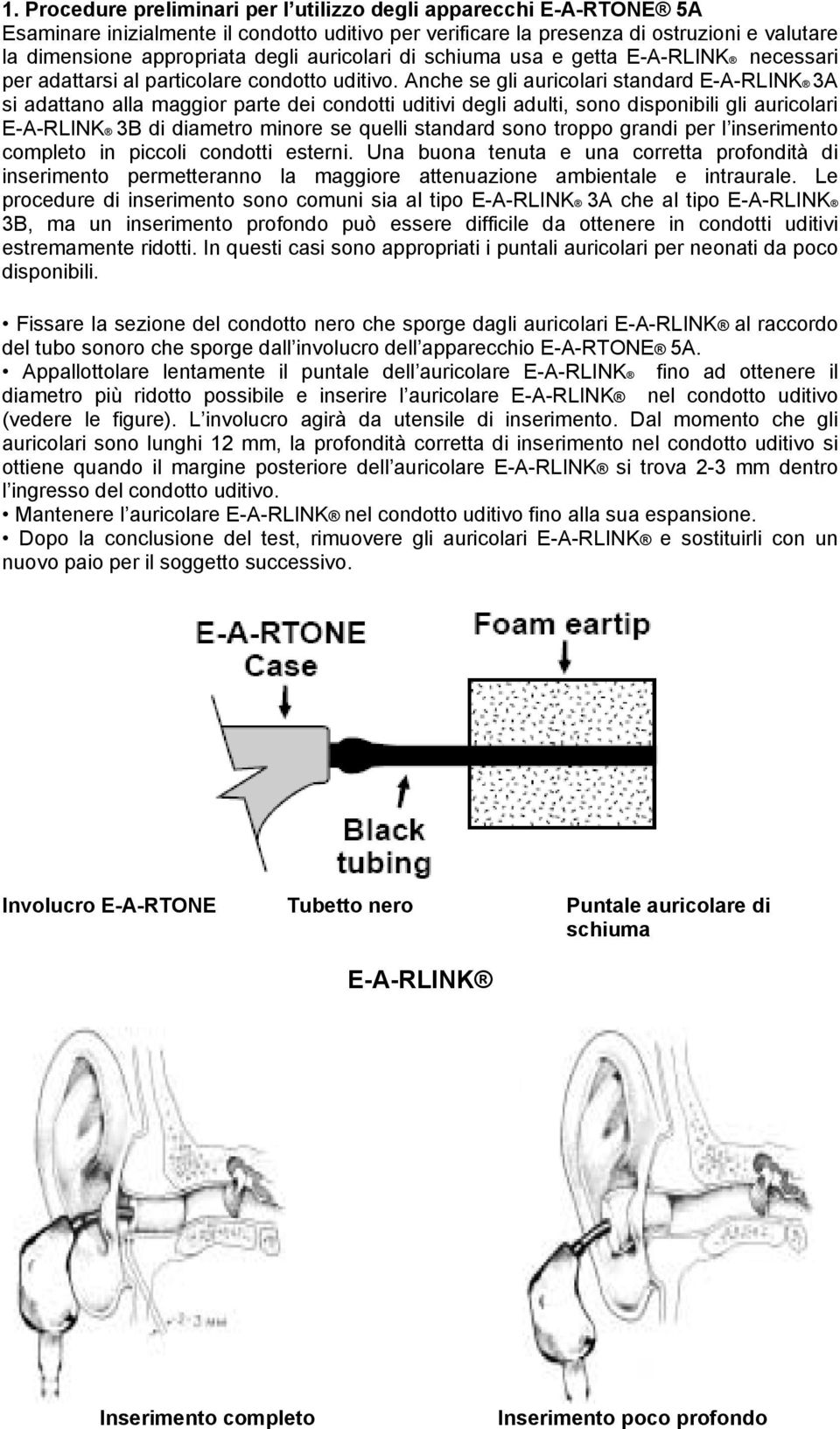 Anche se gli auricolari standard E-A-RLINK 3A si adattano alla maggior parte dei condotti uditivi degli adulti, sono disponibili gli auricolari E-A-RLINK 3B di diametro minore se quelli standard sono