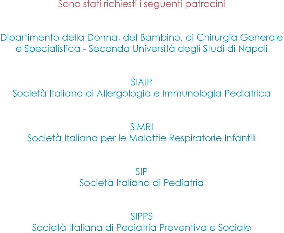 Allergologia e Immunologia Pediatrica SIMRI Società Italiana per le Malattie Respiratorie