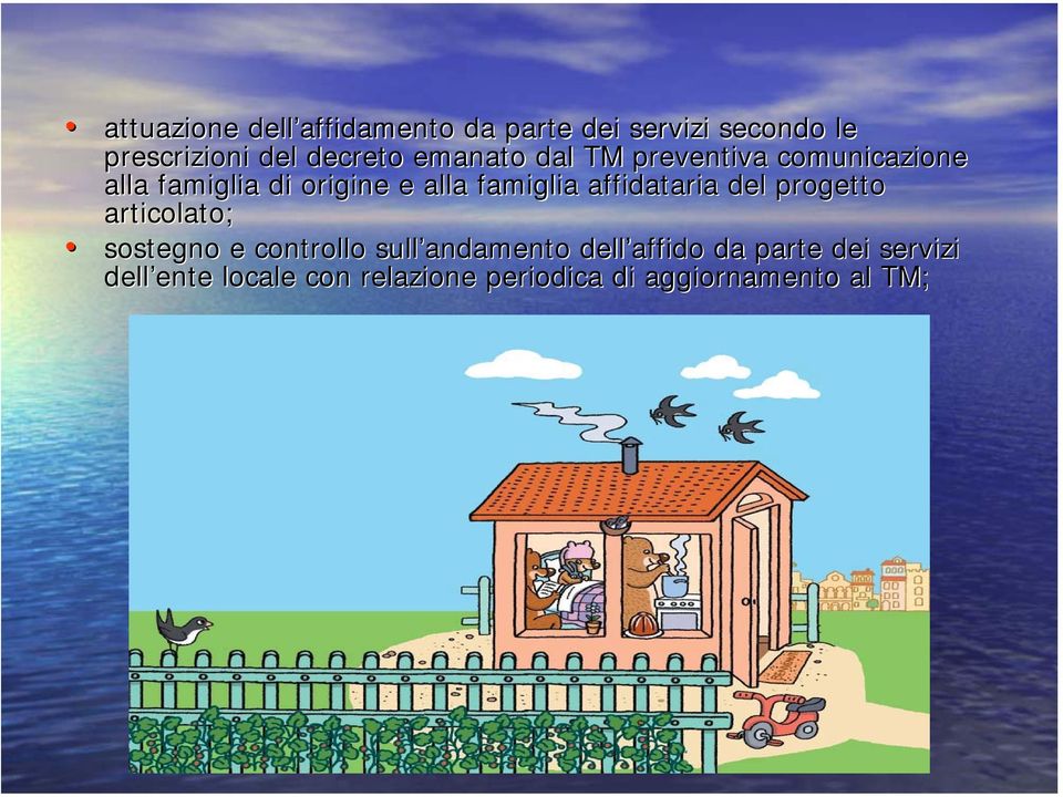 famiglia affidataria del progetto articolato; sostegno e controllo sull andamento