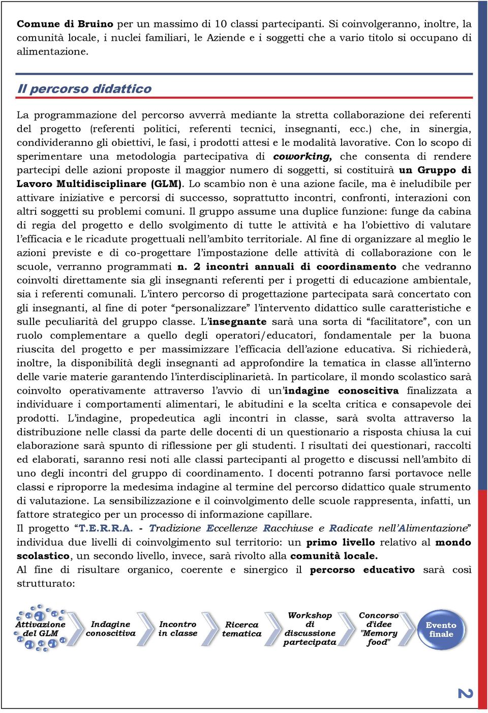 Il percorso didattico La programmazione del percorso avverrà mediante la stretta collaborazione dei referenti del progetto (referenti politici, referenti tecnici, insegnanti, ecc.