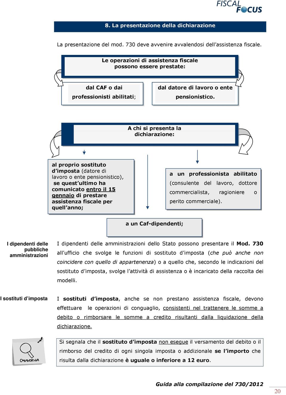 A chi si presenta la dichiarazione: al proprio sostituto d imposta (datore di lavoro o ente pensionistico), se quest ultimo ha comunicato entro il 15 gennaio di prestare assistenza fiscale per quell