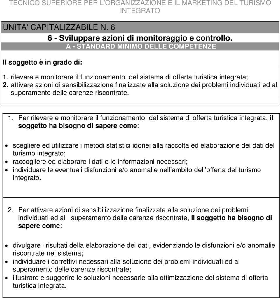 attivare azioni di sensibilizzazione finalizzate alla soluzione dei problemi individuati ed al superamento delle carenze riscontrate. 1.