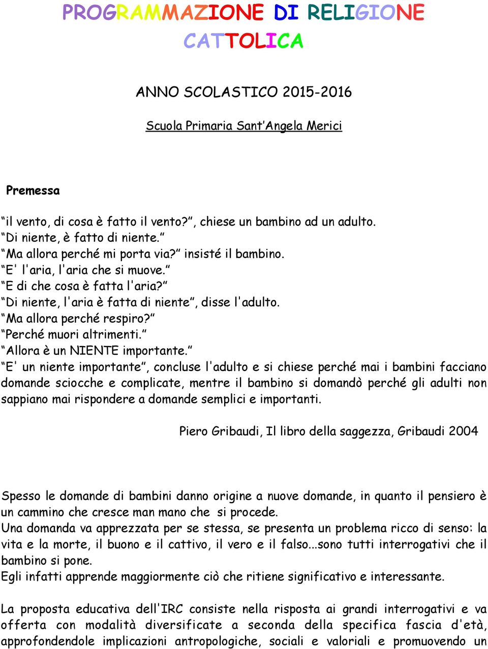 Ma allora perché respiro? Perché muori altrimenti. Allora è un NIENTE importante.