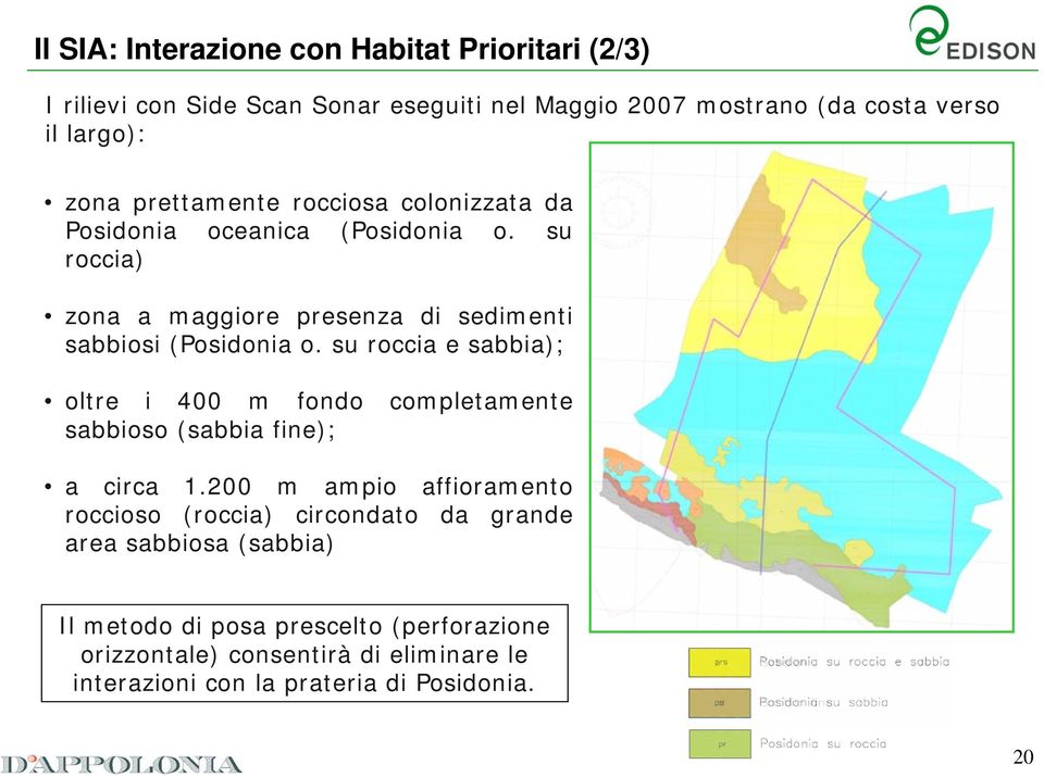 su roccia e sabbia); oltre i 400 m fondo completamente sabbioso (sabbia fine); a circa 1.