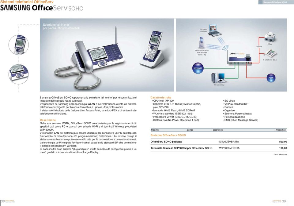 L esperienza di Samsung nella tecnologia WLAN e nel VoIP hanno creato un sistema telefonico convergente per l utenza domestica e i piccoli uffi ci professionali.