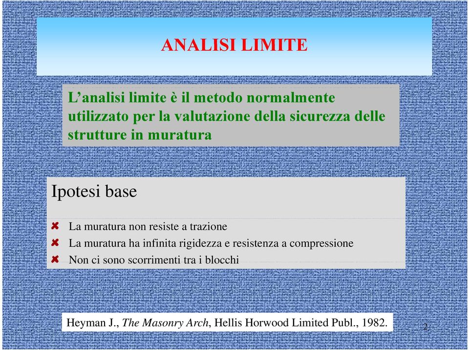 trazione La muratura ha infinita rigidezza e resistenza a compressione Non ci sono