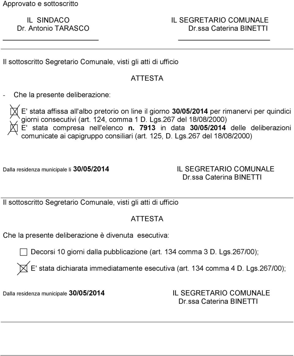 rimanervi per quindici giorni consecutivi (art. 124, comma 1 D. Lgs.267 del 18/08/2000) E' stata compresa nell'elenco n.