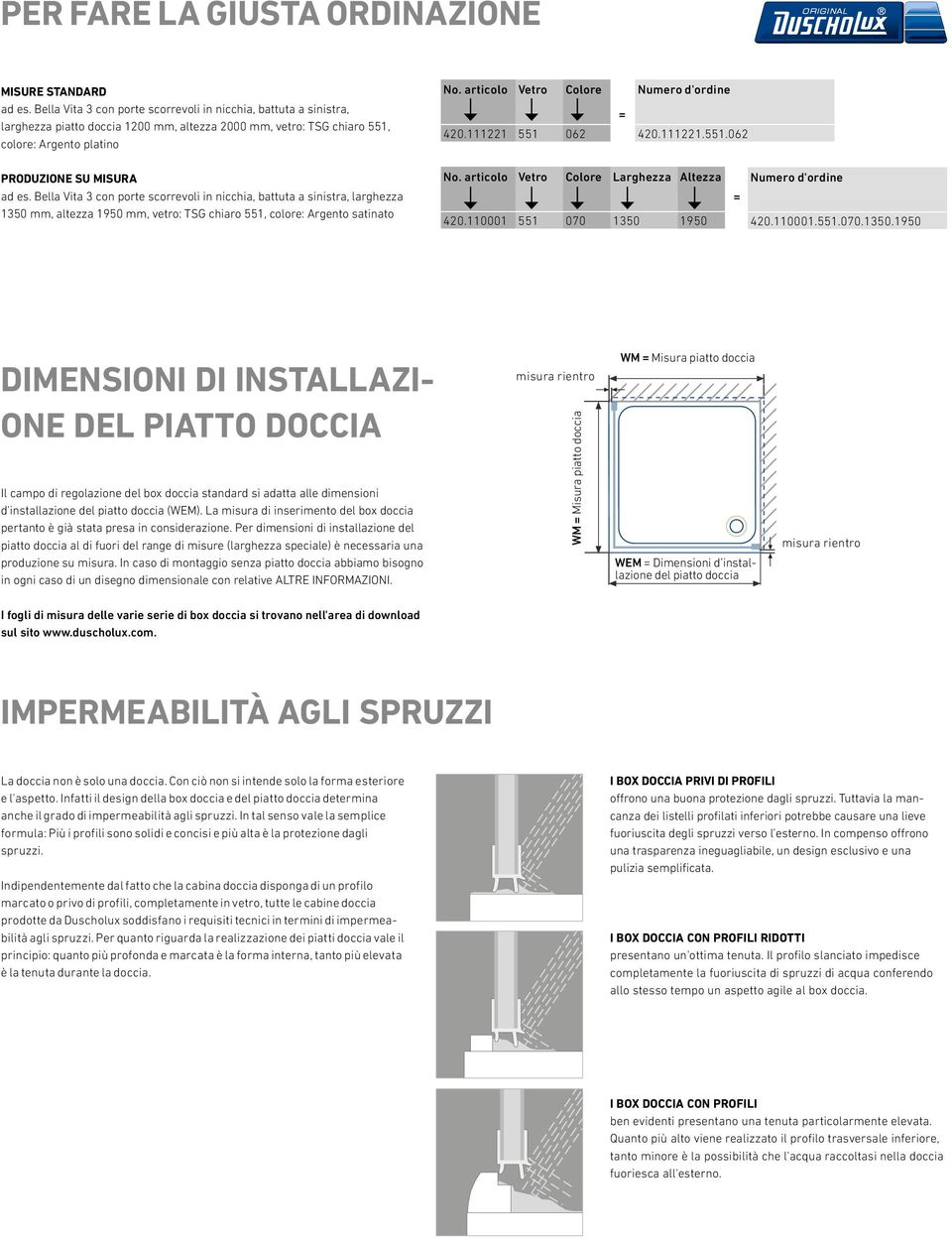 111221 551 062 = 420.111221.551.062 PRODUZIONE SU MISURA ad es.