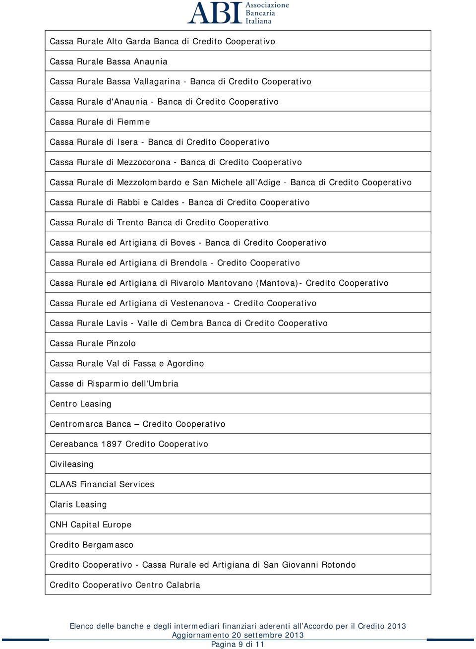 Credito Cooperativo Cassa Rurale di Rabbi e Caldes - Banca di Credito Cooperativo Cassa Rurale di Trento Banca di Credito Cooperativo Cassa Rurale ed Artigiana di Boves - Banca di Credito Cooperativo