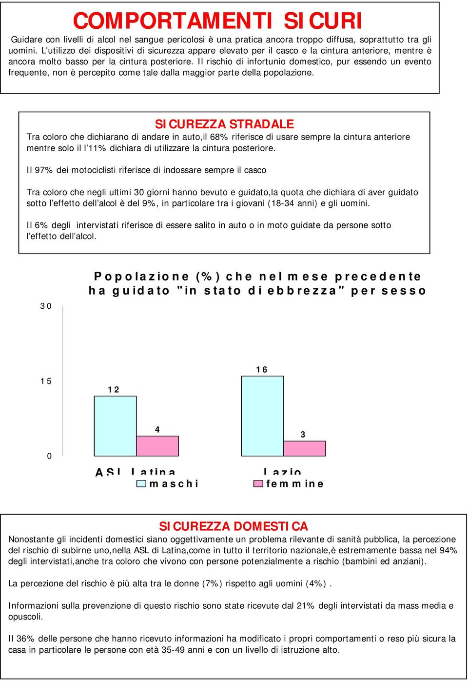 Il rischio di infortunio domestico, pur essendo un evento frequente, non è percepito come tale dalla maggior parte della popolazione.