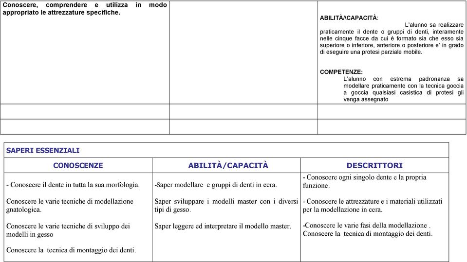 grado di eseguire una protesi parziale mobile.