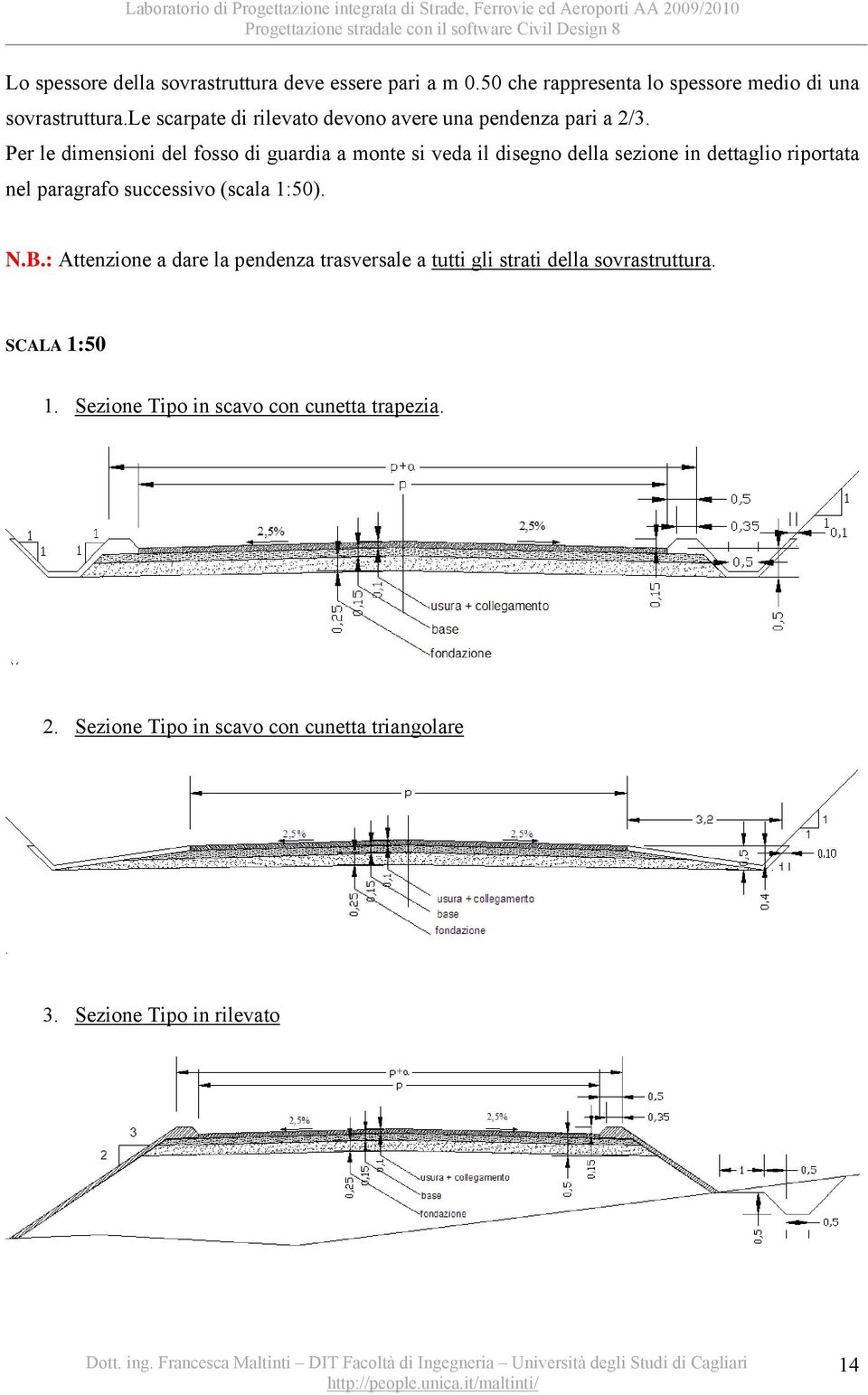 Per le dimensioni del fosso di guardia a monte si veda il disegno della sezione in dettaglio riportata nel paragrafo successivo (scala