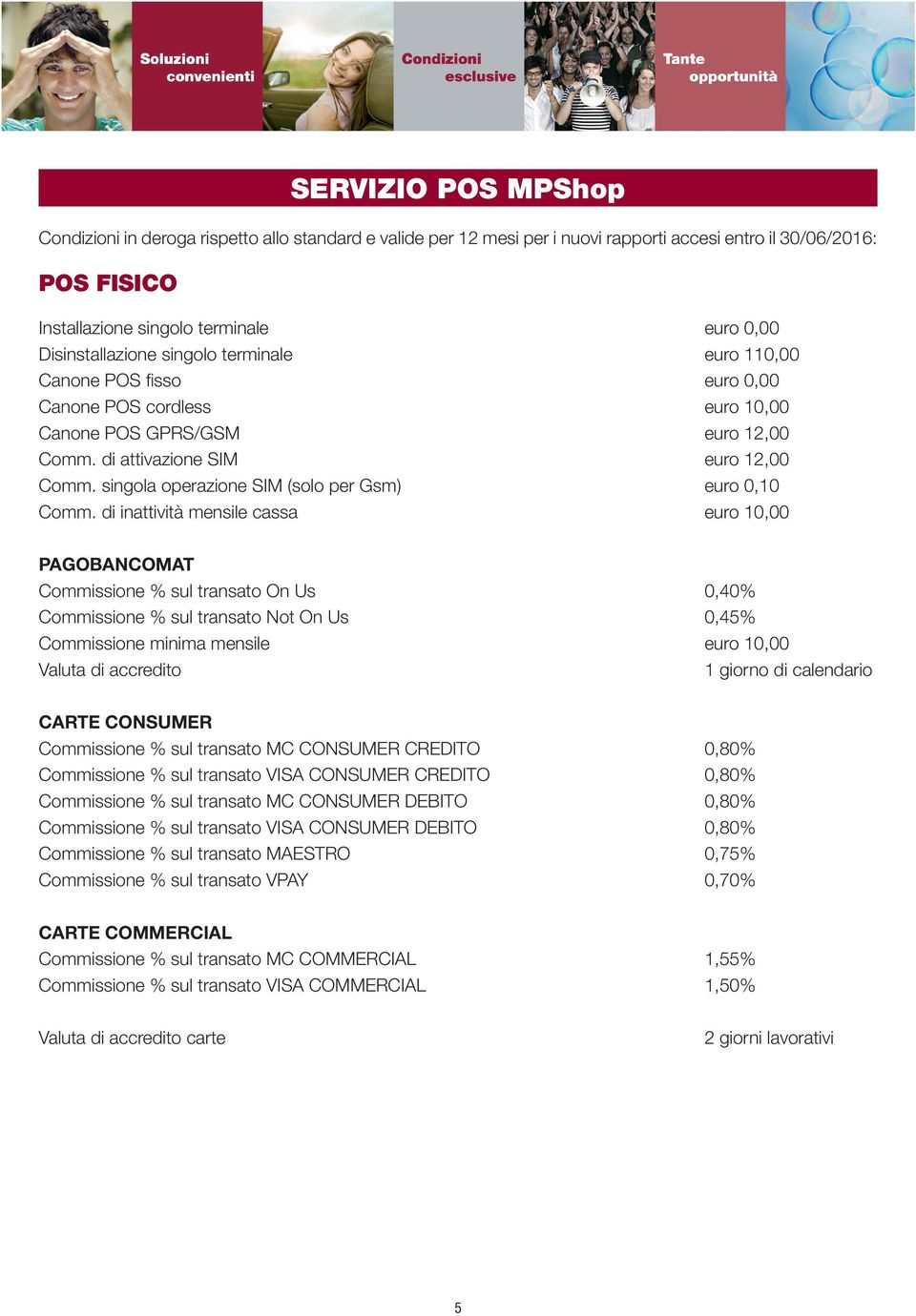 singola operazione SIM (solo per Gsm) euro 0,10 Comm.