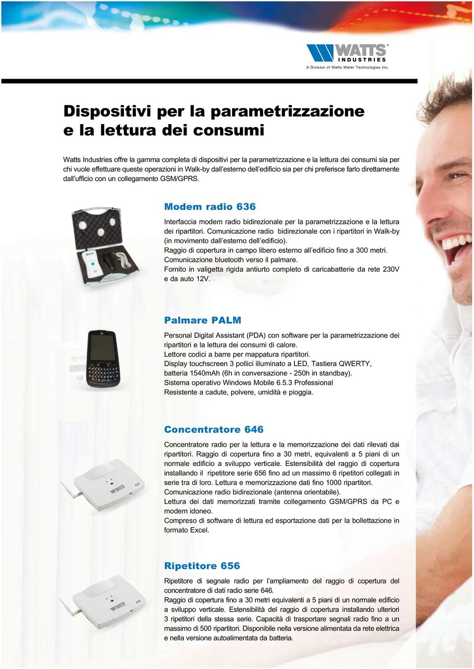 Modem radio 636 Interfaccia modem radio bidirezionale per la parametrizzazione e la lettura dei ripartitori.