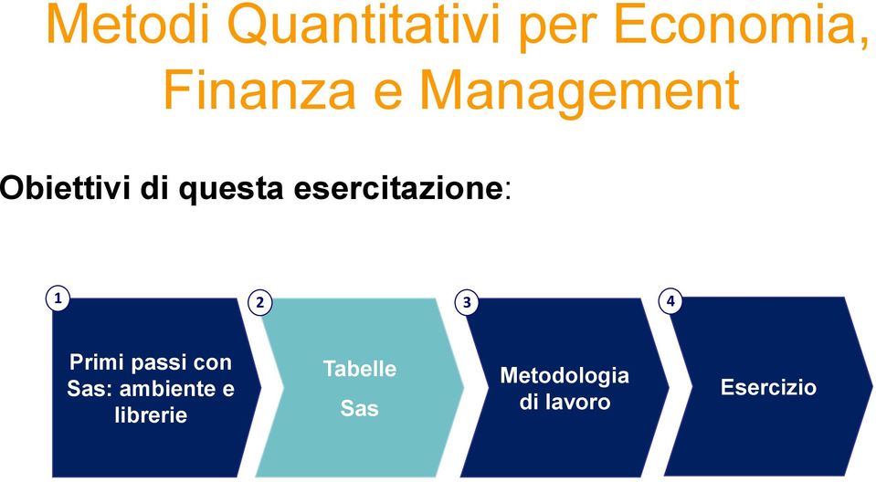 1 2 3 4 Primi passi con Sas: ambiente e