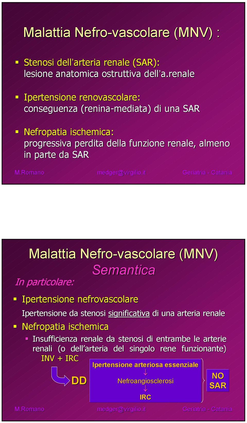 almeno in parte da SAR Malattia Nefro-vascolare (MNV) Semantica In particolare: Ipertensione nefrovascolare Ipertensione da stenosi significativa di una