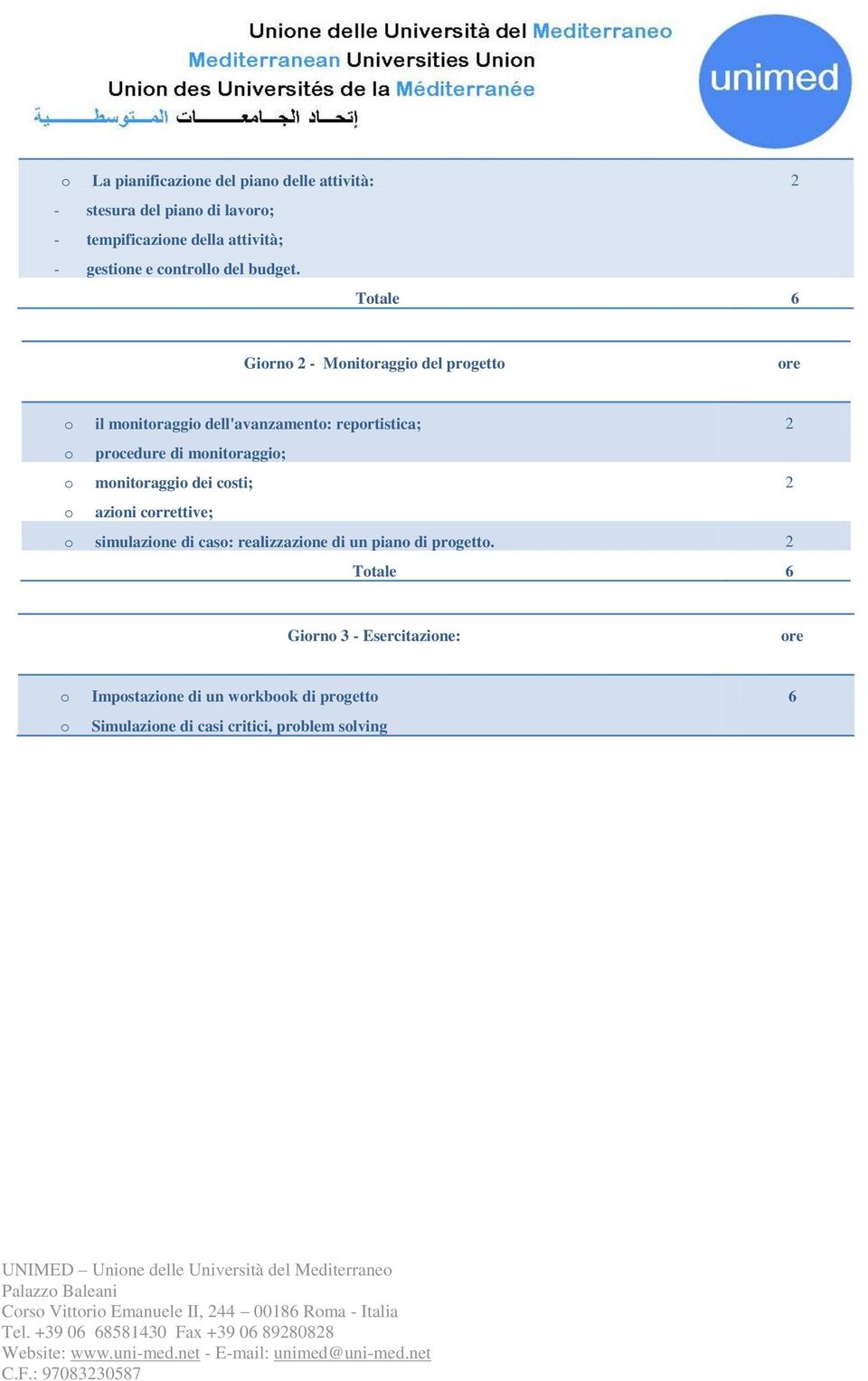 Ttale 6 Girn - Mnitraggi del prgett re il mnitraggi dell'avanzament: reprtistica; prcedure di mnitraggi; mnitraggi dei