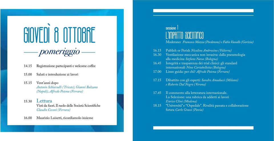 Il ruolo delle Società Scientifiche Claudio Ceconi (Ferrara) sessione 1 L IMPATTO SCIENTIFICO Moderano: Francesco Mazza (Pordenone) e Fabio Vassallo (Gorizia) 16.