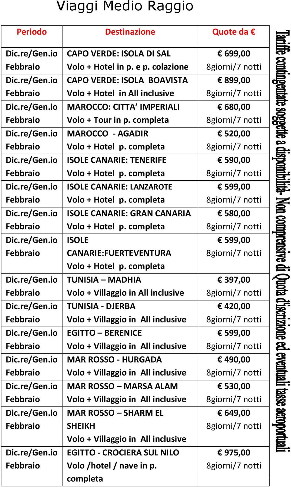 completa MAROCCO - AGADIR ISOLE CANARIE: TENERIFE ISOLE CANARIE: LANZAROTE ISOLE CANARIE: GRAN CANARIA ISOLE CANARIE:FUERTEVENTURA TUNISIA MADHIA TUNISIA