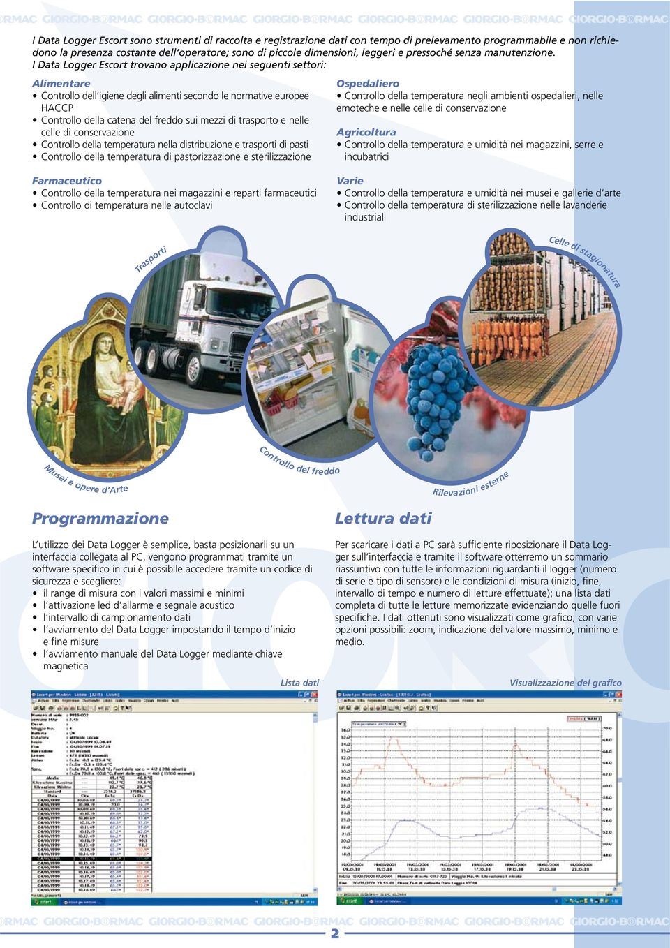 I Data Logger Escort trovano applicazione nei seguenti settori: Alimentare Ospedaliero Agricoltura Farmaceutico Varie Trasporti