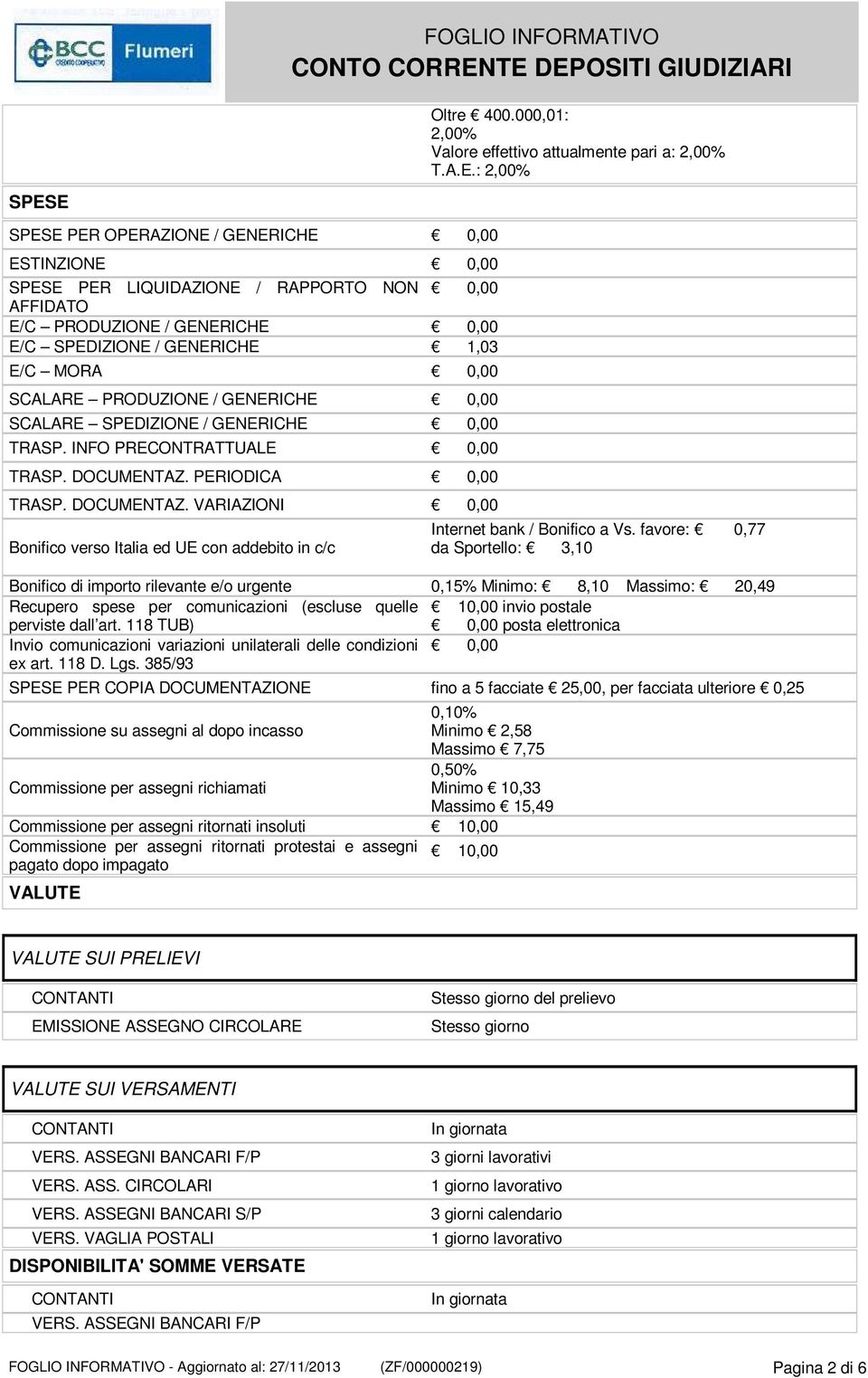 SCALARE PRODUZIONE / GENERICHE 0,00 SCALARE SPEDIZIONE / GENERICHE 0,00 TRASP. INFO PRECONTRATTUALE 0,00 TRASP. DOCUMENTAZ.