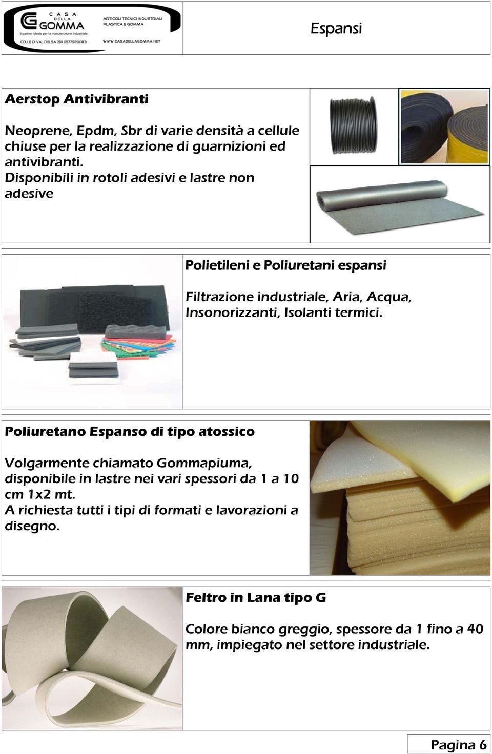 termici. Poliuretano Espanso di tipo atossico Volgarmente chiamato Gommapiuma, disponibile in lastre nei vari spessori da 1 a 10 cm 1x2 mt.