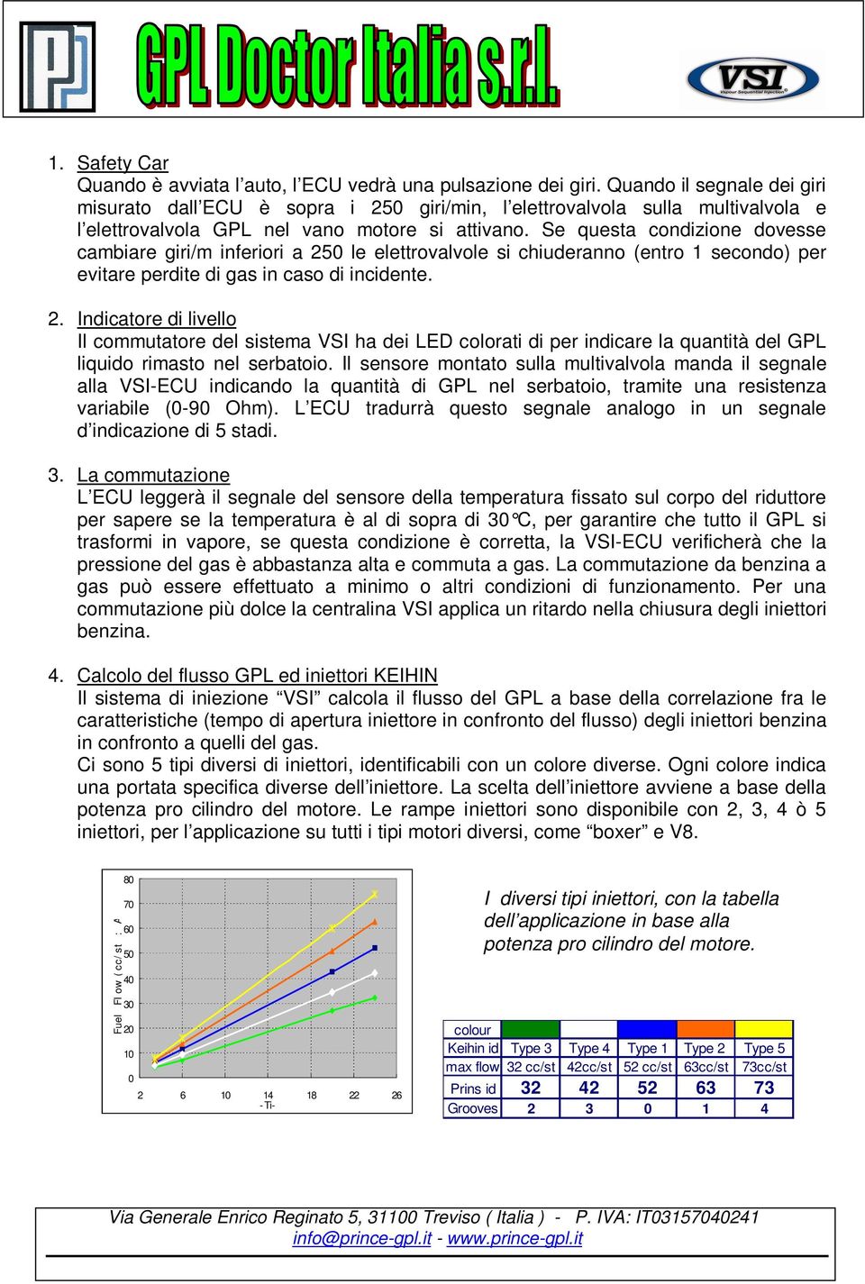 Se questa condizione dovesse cambiare giri/m inferiori a 250 le elettrovalvole si chiuderanno (entro 1 secondo) per evitare perdite di gas in caso di incidente. 2. Indicatore di livello Il commutatore del sistema VSI ha dei LED colorati di per indicare la quantità del GPL liquido rimasto nel serbatoio.