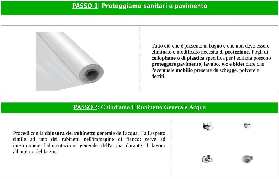 da schegge, polvere e detriti. PASSO 2: Chiudiamo il Rubinetto Generale Acqua Procedi con la chiusura del rubinetto generale dell'acqua.