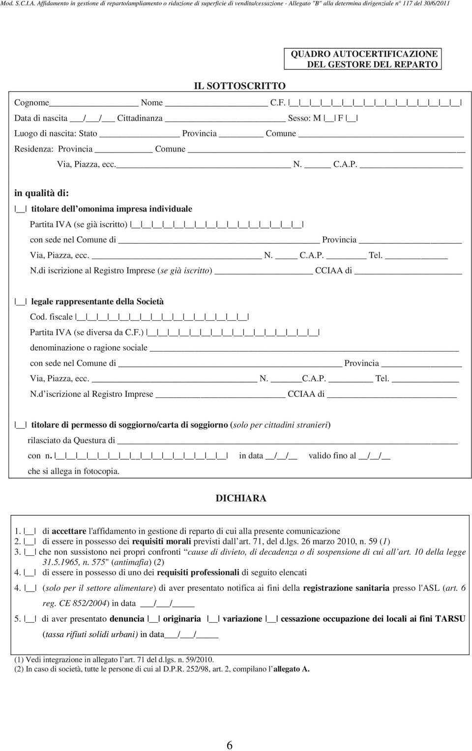 C.A.P. Tel. N.di iscrizione al Registro Imprese (se già iscritto) CCIAA di legale rappresentante della Società Cod. fiscale Partita IVA (se diversa da C.F.