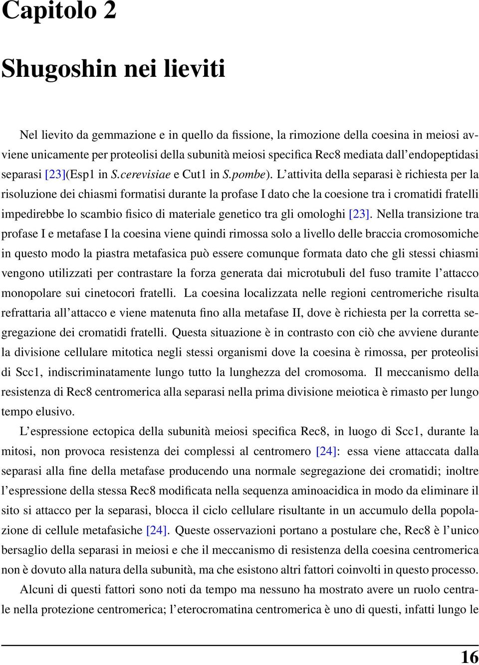 L attivita della separasi è richiesta per la risoluzione dei chiasmi formatisi durante la profase I dato che la coesione tra i cromatidi fratelli impedirebbe lo scambio fisico di materiale genetico