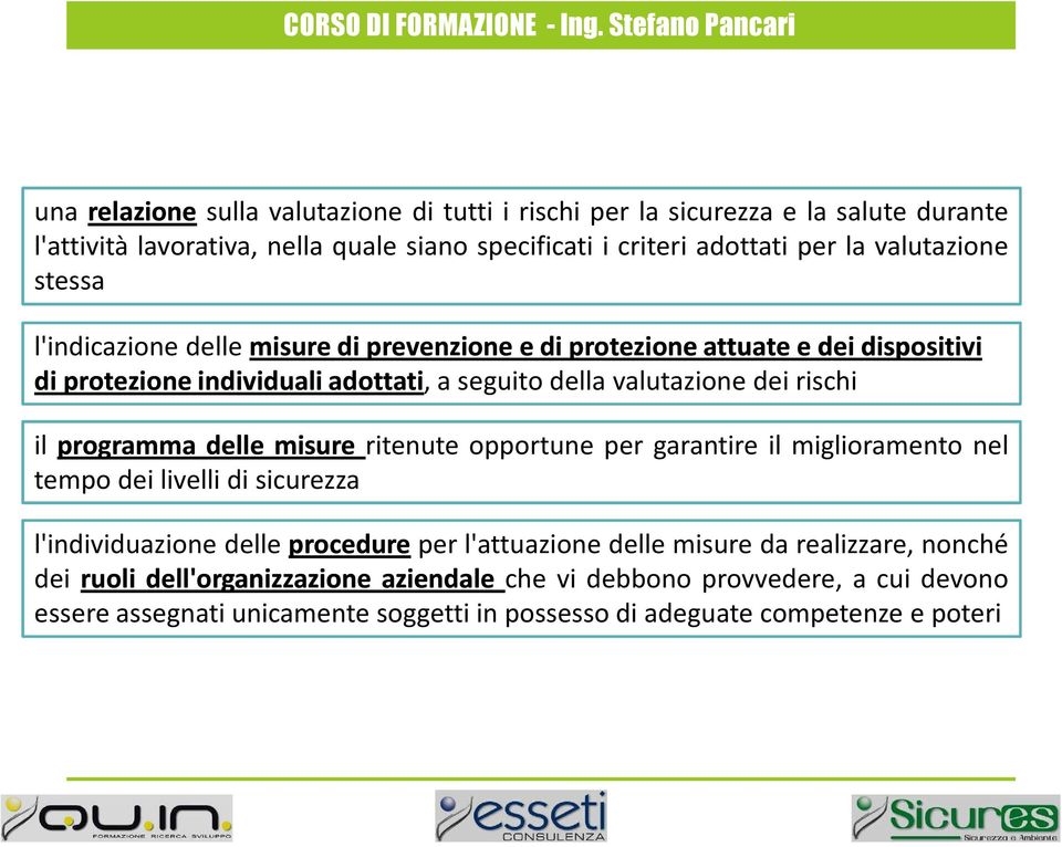 valutazione stessa l'indicazione delle misure di prevenzione e di protezione attuate e dei dispositivi di protezione individuali adottati, a seguito della valutazione dei rischi il