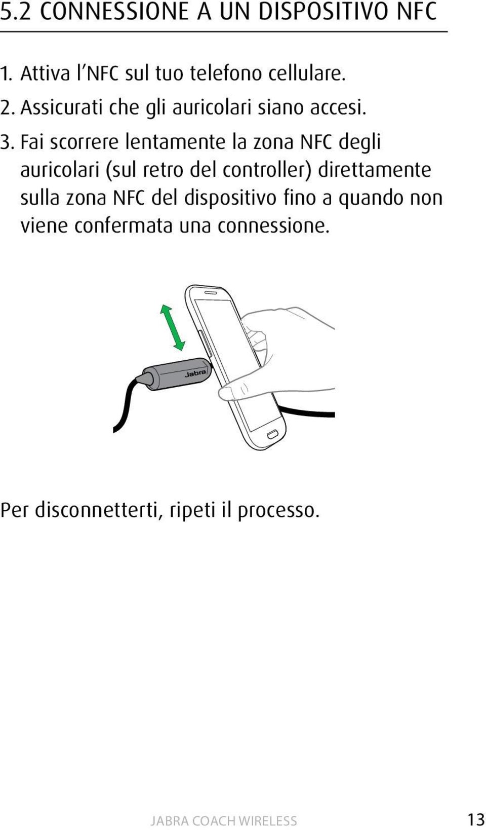 Fai scorrere lentamente la zona NFC degli auricolari (sul retro del controller)