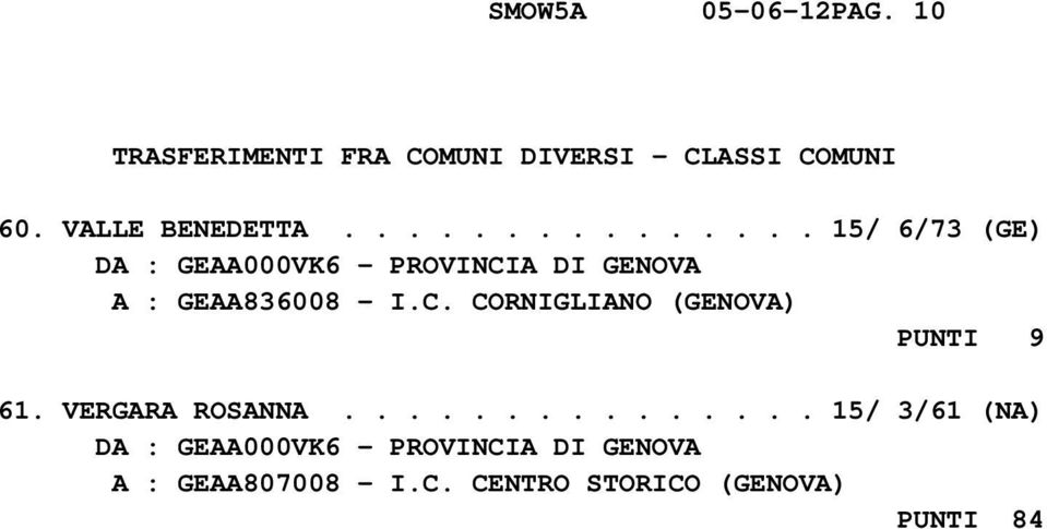 VALLE BENEDETTA............... 15/ 6/73 (GE) A : GEAA836008 - I.C.