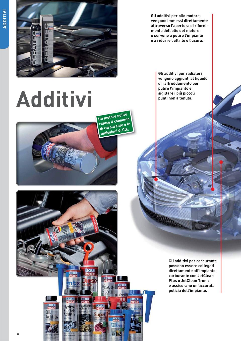 Additivi Gli additivi per radiatori vengono aggiunti al liquido di raffreddamento per pulire l impianto e sigillare i più piccoli punti non a