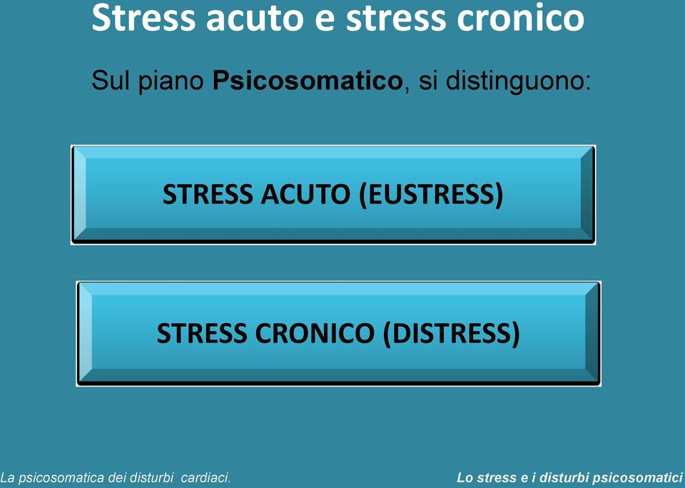 distinguono: STRESS ACUTO
