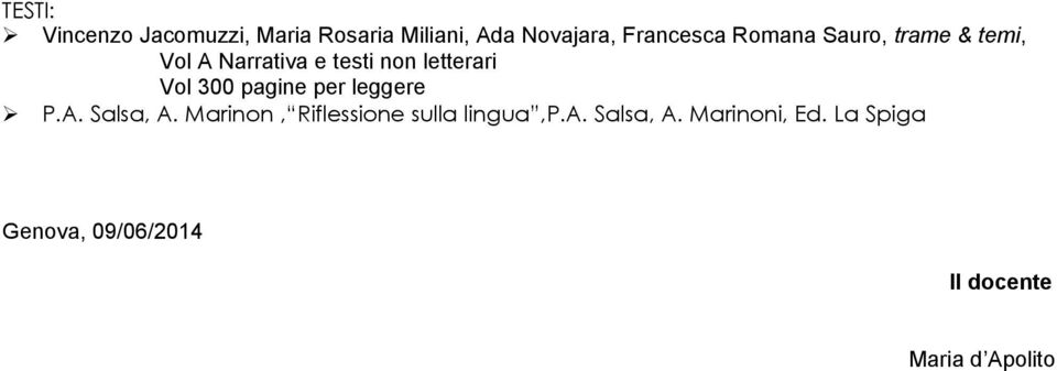 pagine per leggere P.A. Salsa, A. Marinon, Riflessione sulla lingua,p.a. Salsa, A. Marinoni, Ed.