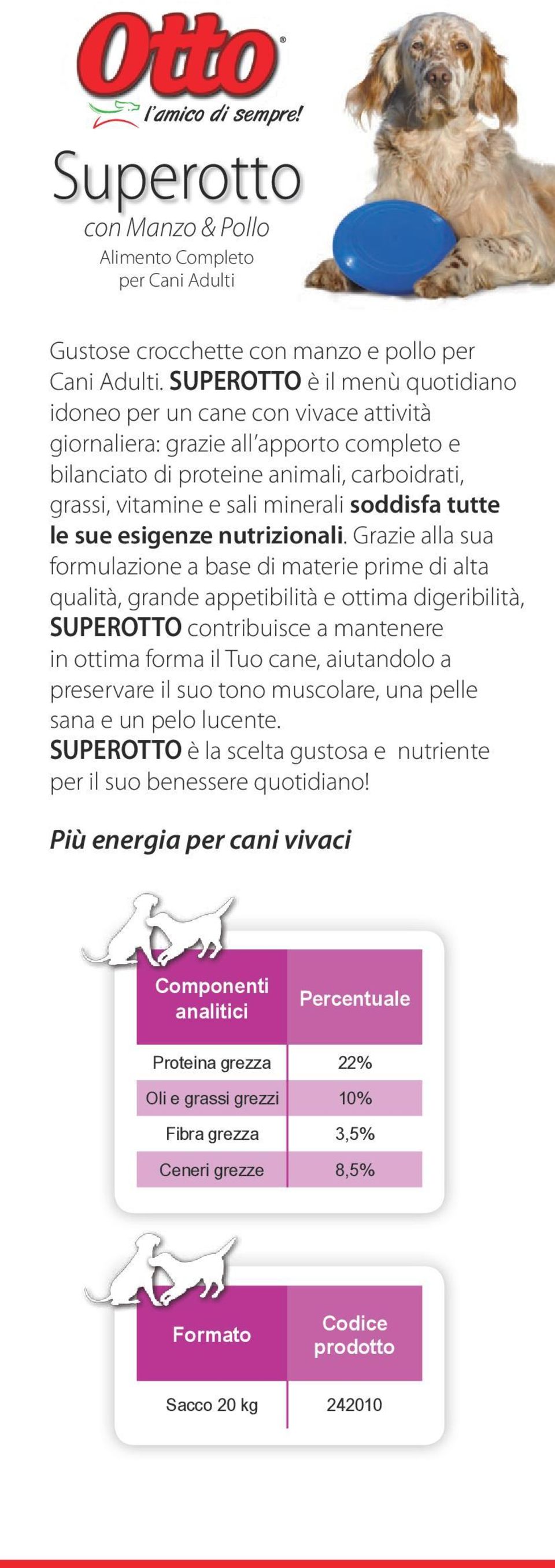 tutte le sue esigenze nutrizionali.