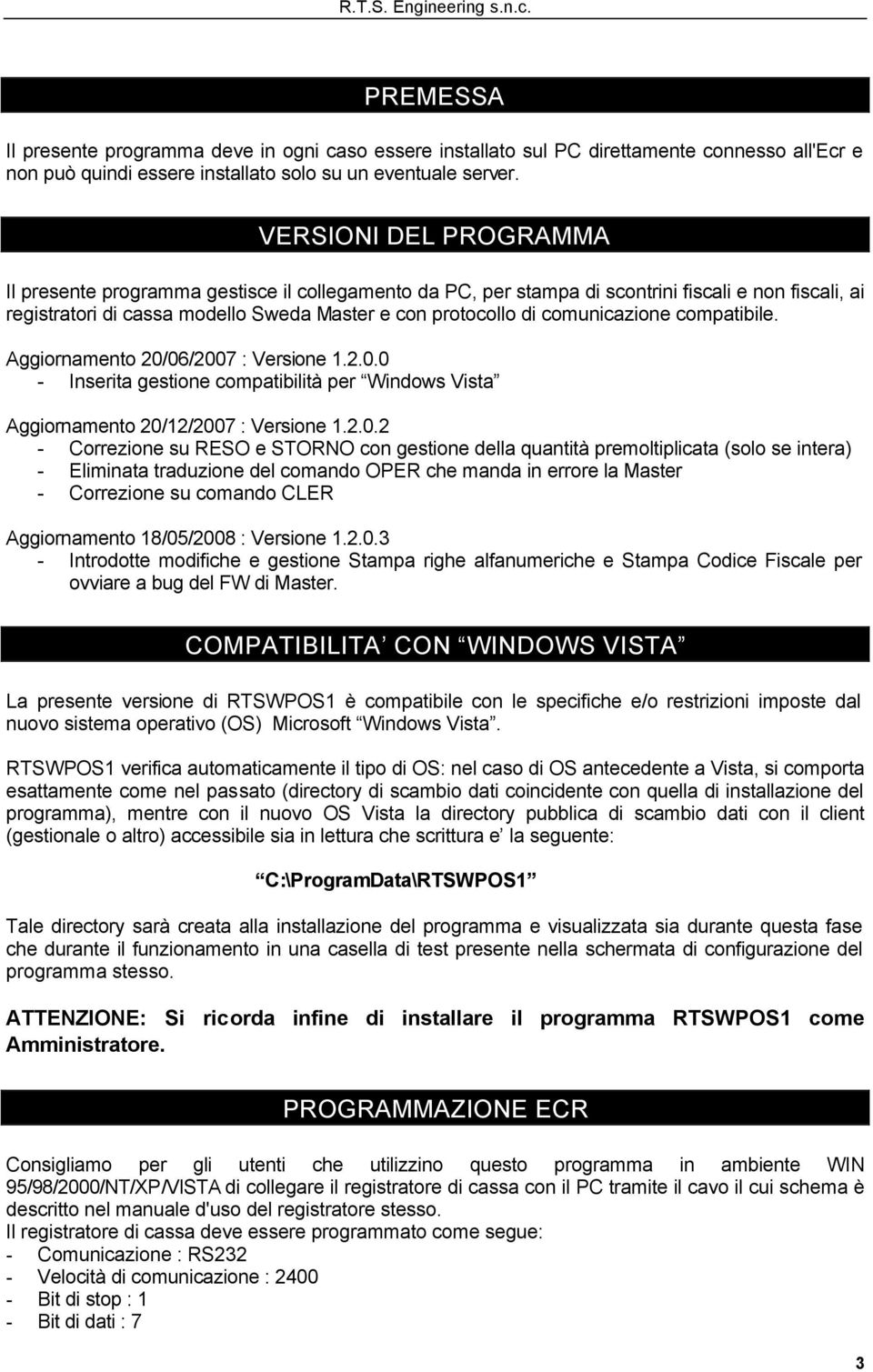 comunicazione compatibile. Aggiornamento 20/