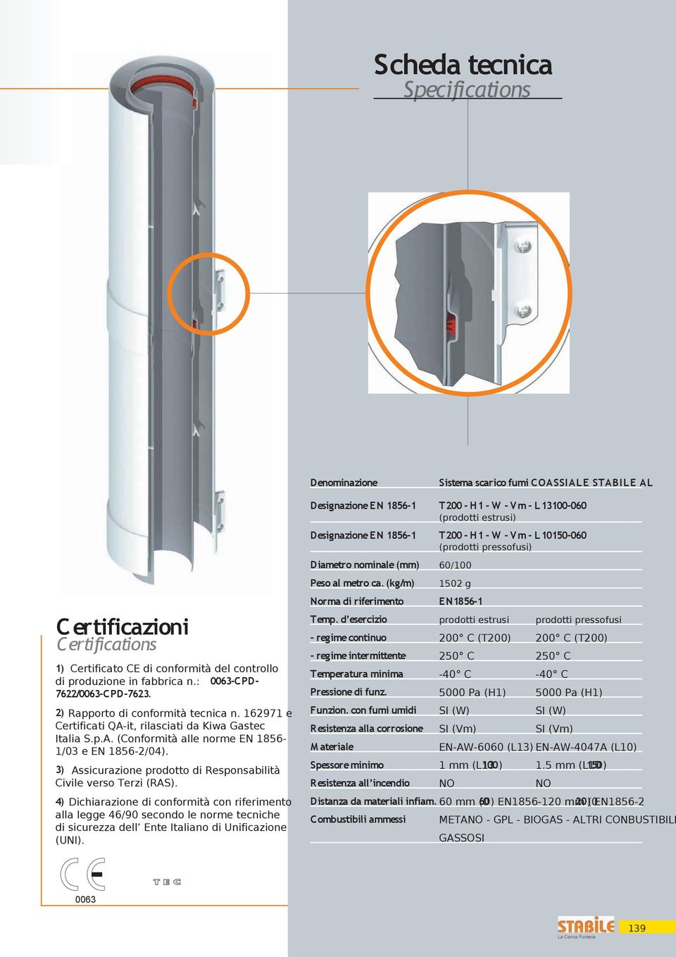 alla legge 46/90 secondo le norme tecniche di sicurezza dell Ente Italiano di Unificazione (UNI).