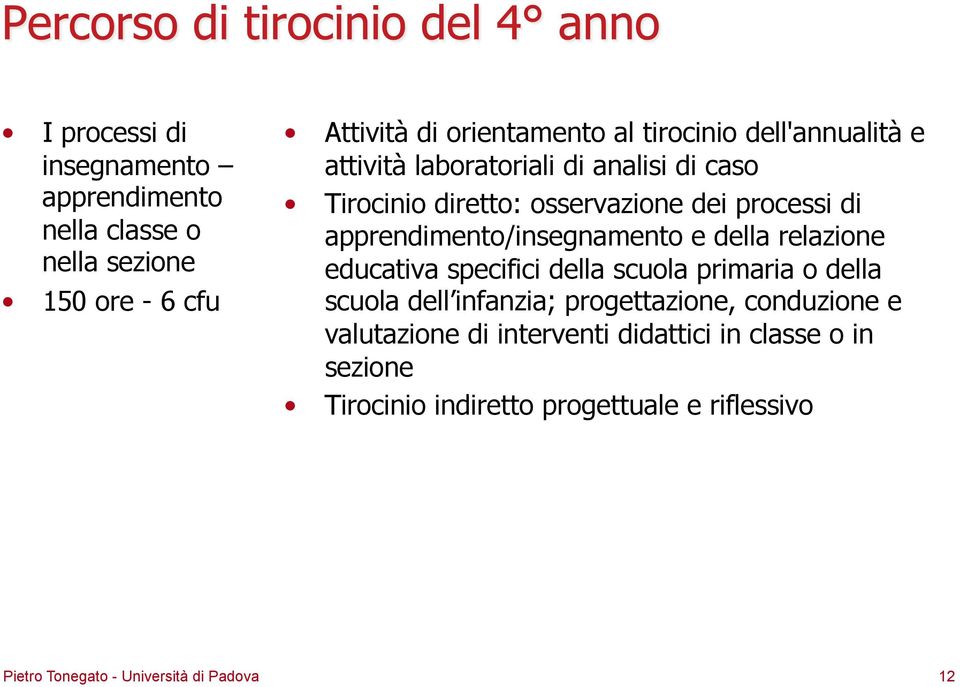 apprendimento/insegnamento e della relazione educativa specifici della scuola primaria o della scuola dell infanzia;