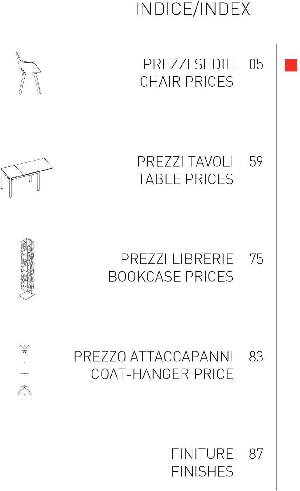 LIBRERIE 75 BOOKCASE PRICES PREZZO